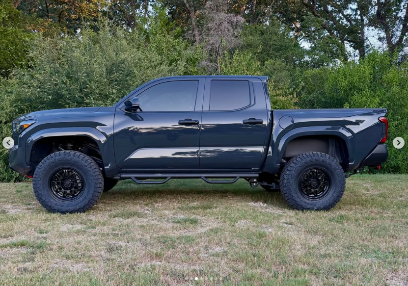 Side profile of the lifted 2026 Toyota Tacoma
